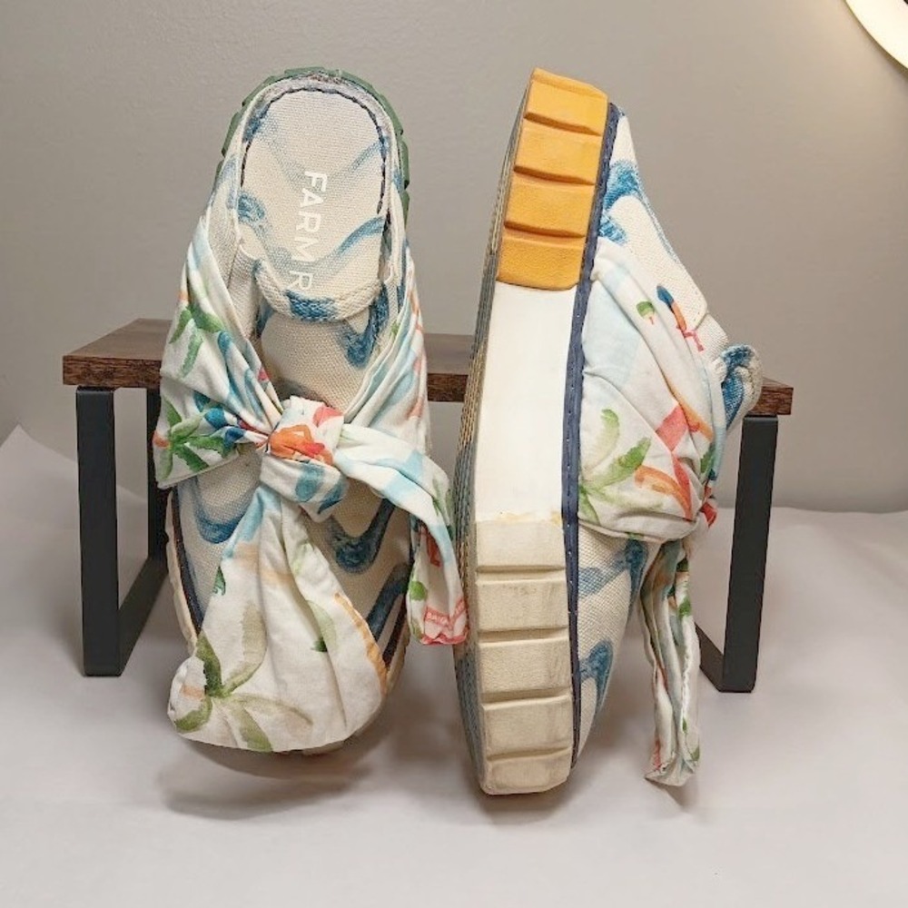 Farm Rio Platform Mule Sneakers Womens 7.5 Tropical Bow Multi colored Good